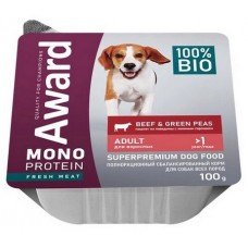 AWARD Monoprotein Влажный корм для взрослых собак паштет из говядины с зеленым горошком 100г AWARD Monoprotein Влажный корм для взрослых собак паштет из говядины с зеленым горошком 100г