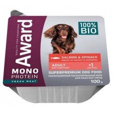 AWARD Monoprotein Влажный корм для взрослых собак паштет из лосося со шпинатом 100г AWARD Monoprotein Влажный корм для взрослых собак паштет из лосося со шпинатом 100г