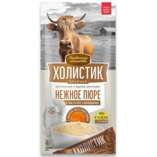 Деревенские лакомства - Холистик Премьер лакомство для кошек, нежное пюре со вкусом говяды с икрой летучей рыбы - 10 г х 4 шт