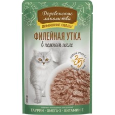 Деревенские лакомства влажный корм для кошек Филейная утка в нежном желе пауч