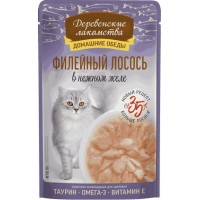 Деревенские лакомства влажный корм для кошек Филейный лосось в нежном желе пауч