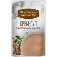 Деревенские лакомства для кошек Крем-суп с антарктическим  крилем, пауч