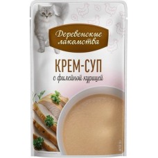 Деревенские лакомства для кошек Крем-суп с филейной курицей, пауч