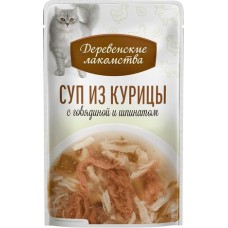 Деревенские лакомства Суп из курицы с говядиной и шпинатом, пауч