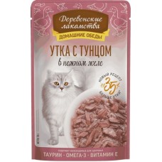 Деревенские лакомства влажный корм для кошек Утка с тунцом в нежном желе пауч