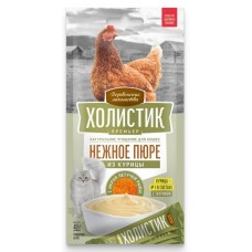 Деревенские лакомства - Холистик Премьер лакомство для кошек, нежное пюре из курицы с икрой летучей рыбы - 10 г х 4 шт