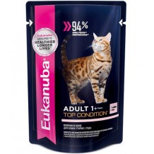 Eukanuba Adult Top Condition влажный корм для взрослых кошек, с лососем в соусе Eukanuba Adult Top Condition влажный корм для взрослых кошек, с лососем в соусе