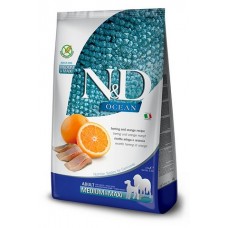 FARMINA N&D OCEAN DOG HERRING AND ORANGE Adult Medium & Maxi Сухой беззерновой корм для взрослых собак средних и крупных пород Сельдь с Апельсином