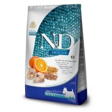 FARMINA N&D OCEAN CODFISH, SPELT, OATS and ORANGE Adult Mini Сухой низкозерновой корм для взрослых собак мелких пород Треска с Пшеницей, Овсом и Апельсином