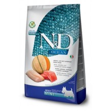 FARMINA N&D OCEAN DOG SALMON, COD AND CANTALOUPE MELON Adult Mini Сухой беззерновой корм для взрослых собак мелких пород Лосось, Треска и Муксусная Дыня 800г