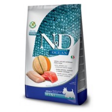 FARMINA N&D OCEAN DOG SALMON, COD AND CANTALOUPE MELON Adult Mini Сухой беззерновой корм для взрослых собак мелких пород Лосось, Треска и Муксусная Дыня