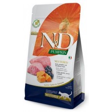 FARMINA CAT N&D GRAIN FREE PUMPKIN NEUTERED LAMB & BLUEBERRY Сухой корм беззерновой для взрослых кастрированных котов и стерилизованных кошек с ягненком, черникой и тыквой