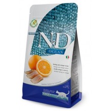 FARMINA N&D OCEAN HERRING & ORANGE Adult Cat Сухой беззерновой корм для взрослых кошек Сельдь c Апельсином 1.5кг