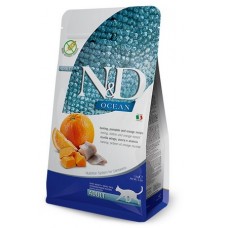 FARMINA N&D OCEAN HERRING, PUMPKIN & ORANGE Adult Сухой беззерновой корм для взрослых кошек Сельдь c Тыквой и Апельсином