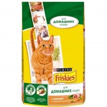 Friskies Сухой корм для домашних кошек , курица и садовая зелень