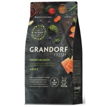 Беззерновой корм с живыми пробиотиками GRANDORF Fresh Cat ADULT Salmon&Sweet Potato (Свежее филе лосося с бататом для кошек)