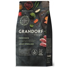 Беззерновой корм с живыми пробиотиками GRANDORF Fresh Cat STERILISED Duck&Sweet Potato (Свежее мясо утки с бататом для стерилизованных кошек)