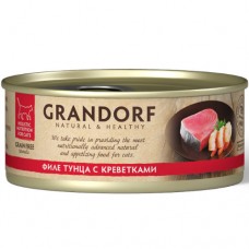 GRANDORF Консервы для кошек Филе тунца с креветками