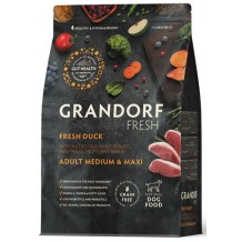 Беззерновой корм с живыми пробиотиками GRANDORF Fresh Dog Adult MED&MAXI Duck&Sweet Potato (Свежее мясо утки с бататом для собак средних и крупных пород)