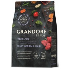 Беззерновой корм с живыми пробиотиками GRANDORF Fresh Dog Adult MED&MAXI Lamb&Sweet Potato (Свежее мясо ягненка с бататом для собак средних и крупных пород)