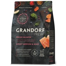 Беззерновой корм с живыми пробиотиками GRANDORF Fresh Dog Adult MED&MAXI Salmon&Sweet Potato (Свежее филе лосося с бататом для собак средних и крупных пород)