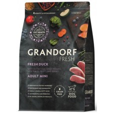 Беззерновой корм с живыми пробиотиками GRANDORF Fresh Dog Adult MINI Duck&Sweet Potato (Свежее мясо утки с бататом для собак мелких пород)