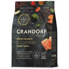 Беззерновой корм с живыми пробиотиками GRANDORF Fresh Dog Adult MINI Salmon&Sweet Potato (Свежее филе лосося с бататом для собак мелких пород)