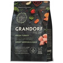 Беззерновой корм с живыми пробиотиками GRANDORF Fresh Dog Adult Med&Maxi Turkey&Sweet Potato (Свежее мясо индейки с бататом для собак средних и крупных пород)