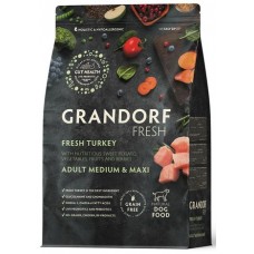 Беззерновой корм с живыми пробиотиками GRANDORF Fresh Dog Adult Med&Maxi Turkey&Sweet Potato (Свежее мясо индейки с бататом для собак средних и крупных пород)