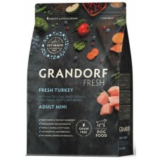Беззерновой корм с живыми пробиотиками GRANDORF Fresh Dog Adult Mini Turkey&Sweet Potato (Свежее мясо индейки с бататом для собак мелких пород)