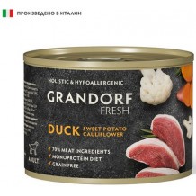 GRANDORF FRESH влажный корм для собак всех пород Паштет из утки с бататом и цветной капустой