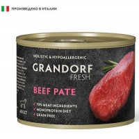 GRANDORF FRESH Монопротеиновый влажный корм для взрослых собак всех пород паштет из говядины GRANDORF FRESH Монопротеиновый влажный корм для взрослых собак всех пород паштет из говядины