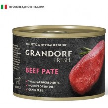 GRANDORF FRESH Монопротеиновый влажный корм для взрослых собак всех пород паштет из говядины