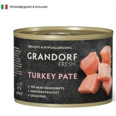 GRANDORF FRESH Монопротеиновый влажный корм для взрослых собак всех пород паштет из индейки