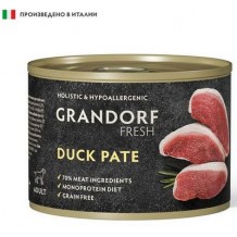 GRANDORF FRESH Монопротеиновый влажный корм для взрослых собак всех пород паштет из утки