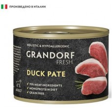 GRANDORF FRESH Монопротеиновый влажный корм для взрослых собак всех пород паштет из утки