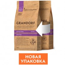 GRANDORF Сухой низкозерновой корм Ягненок индейкой для взрослых собак крупных пород