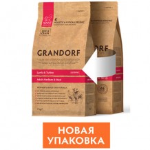 GRANDORF Сухой низкозерновой корм Ягнёнок с индейкой для собак средних и крупных пород