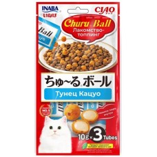 INABA CIAO Churu Ball Лакомство-топпинг для кошек Тунец Кацуо 10г * 3шт