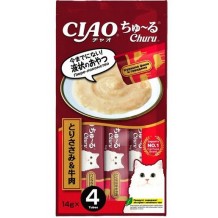 INABA CIAO Churu Лакомство-пюре для кошек Куриное филе и говядина 14г * 4шт