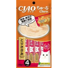 INABA CIAO Churu Лакомство-пюре для кошек Куриное филе для поддержания здоровья кожи и шерсти 14г * 4шт