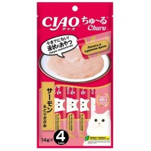 INABA CIAO Churu Лакомство-пюре для кошек Лосось и куриное филе 14г * 4шт