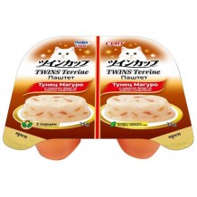 INABA CIAO TWINS Terrine Паштет для кошек тунец Магуро и куриное филе со вкусом кацуобуси, 70г (35г х 2шт)