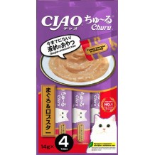 INABA CIAO Churu Лакомство-пюре для кошек Тунец Магуро и лобстер 14г * 4шт