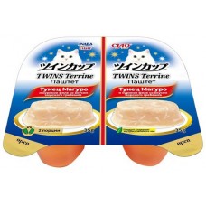 INABA CIAO TWINS Terrine Паштет для кошек тунец Магуро и куриное филе со вкусом морского гребешка, 70г (35г х 2шт)