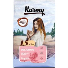 Karmy Delicious Индейка сухой корм для взрослых кошек старше 1 года, привередливых в питании