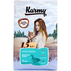 Karmy Hypoallergenic Утка сухой корм для взрослых кошек старше 1 года, склонных к пищевой аллергии