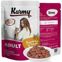 Karmy Adult Курица в соусе Консервированный полнорационный корм для кошек старше 1 года 80г.x24шт.