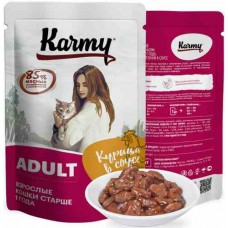 Karmy Adult Курица в соусе Консервированный полнорационный корм для кошек старше 1 года 80г.x24шт.