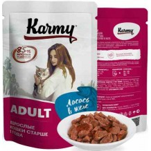 Karmy Adult Лосось в желе Консервированный полнорационный корм для кошек старше 1 года 80г.x24шт.